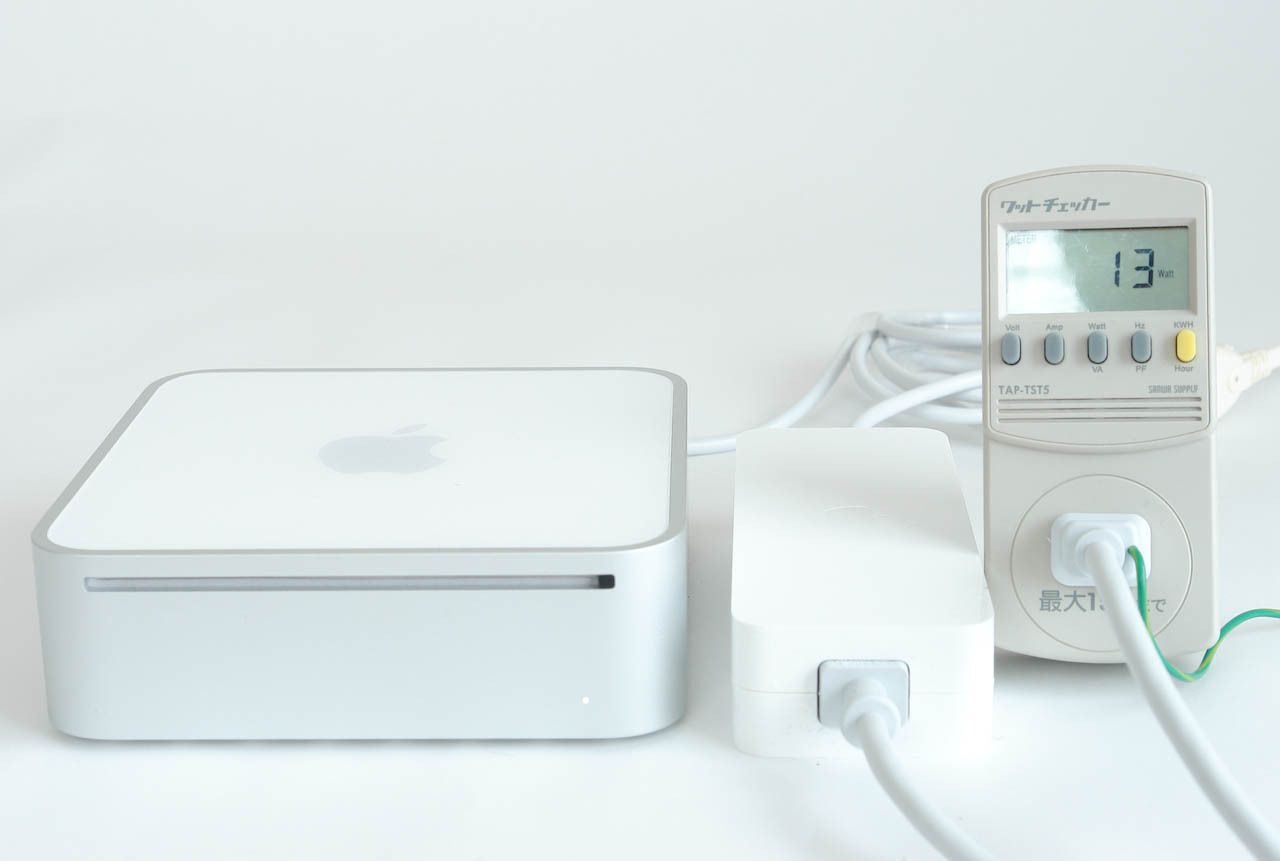 mac mini (2009 early) MB463J/A アイドル時 消費電力13w