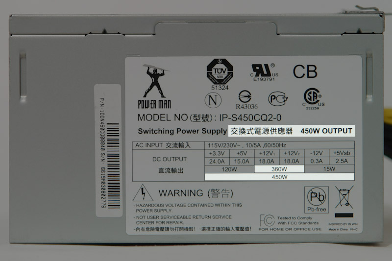 昔のノーブランド電源のスペック