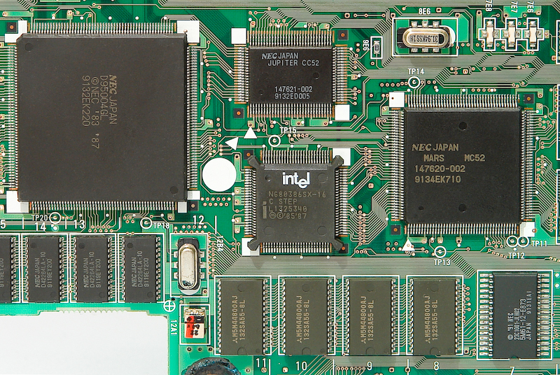 NEC PC-9801NS/E（98NOTE SX/E)。80386SX-16MHz。マザーボード裏面2