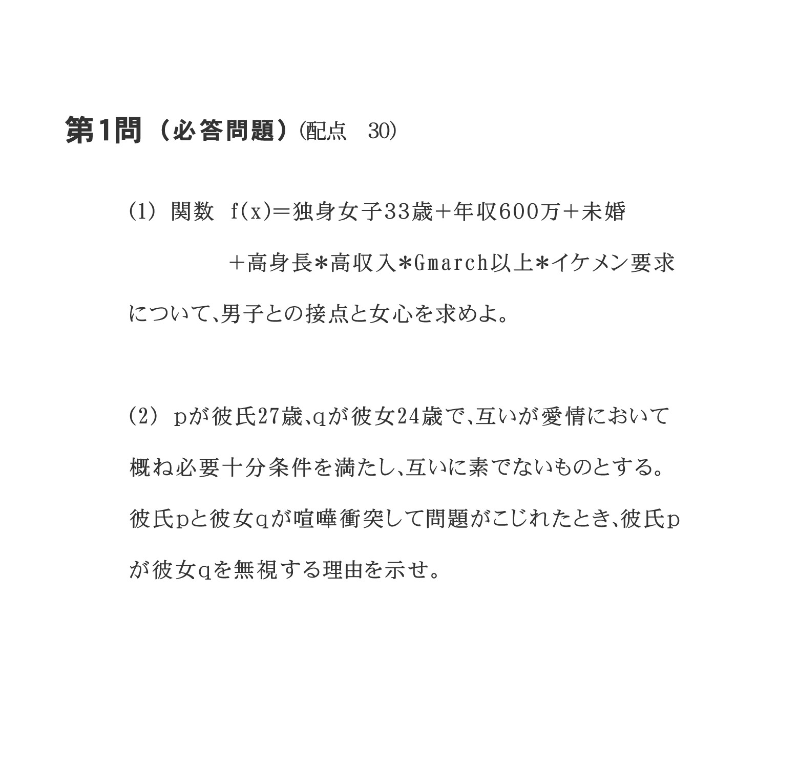 独身女子33歳の男子との接点と女心を求めよ