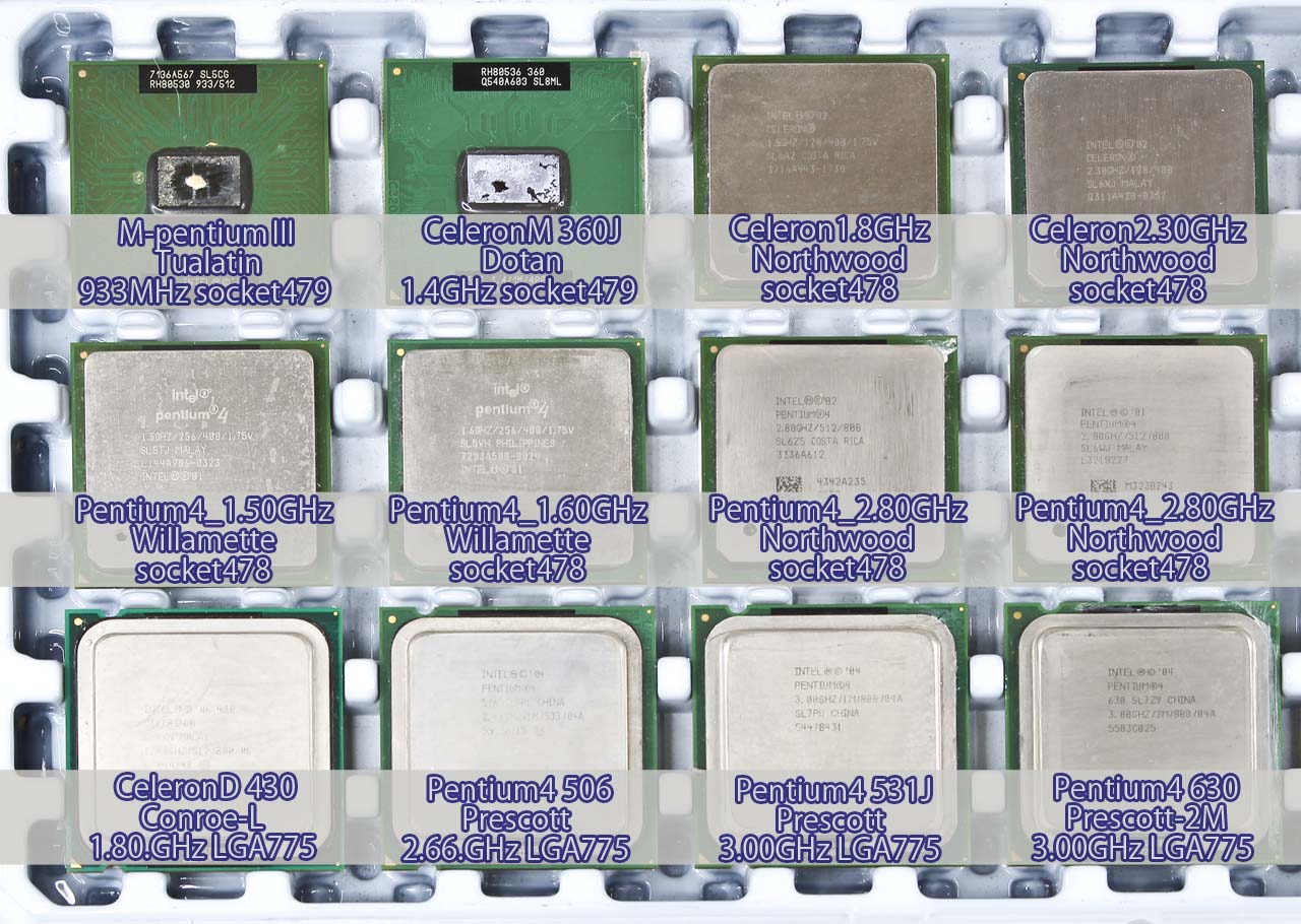 Tualatin → Willamette → Northwood → Prescott → Presler → Conroe → Wolfdale → Yorkfield → Allendale → Sandybridge → Ivybridge → Haswell画像 pentium4 pentiumD celeron celeronD core2 duo core2 quad pentium dual core xeon